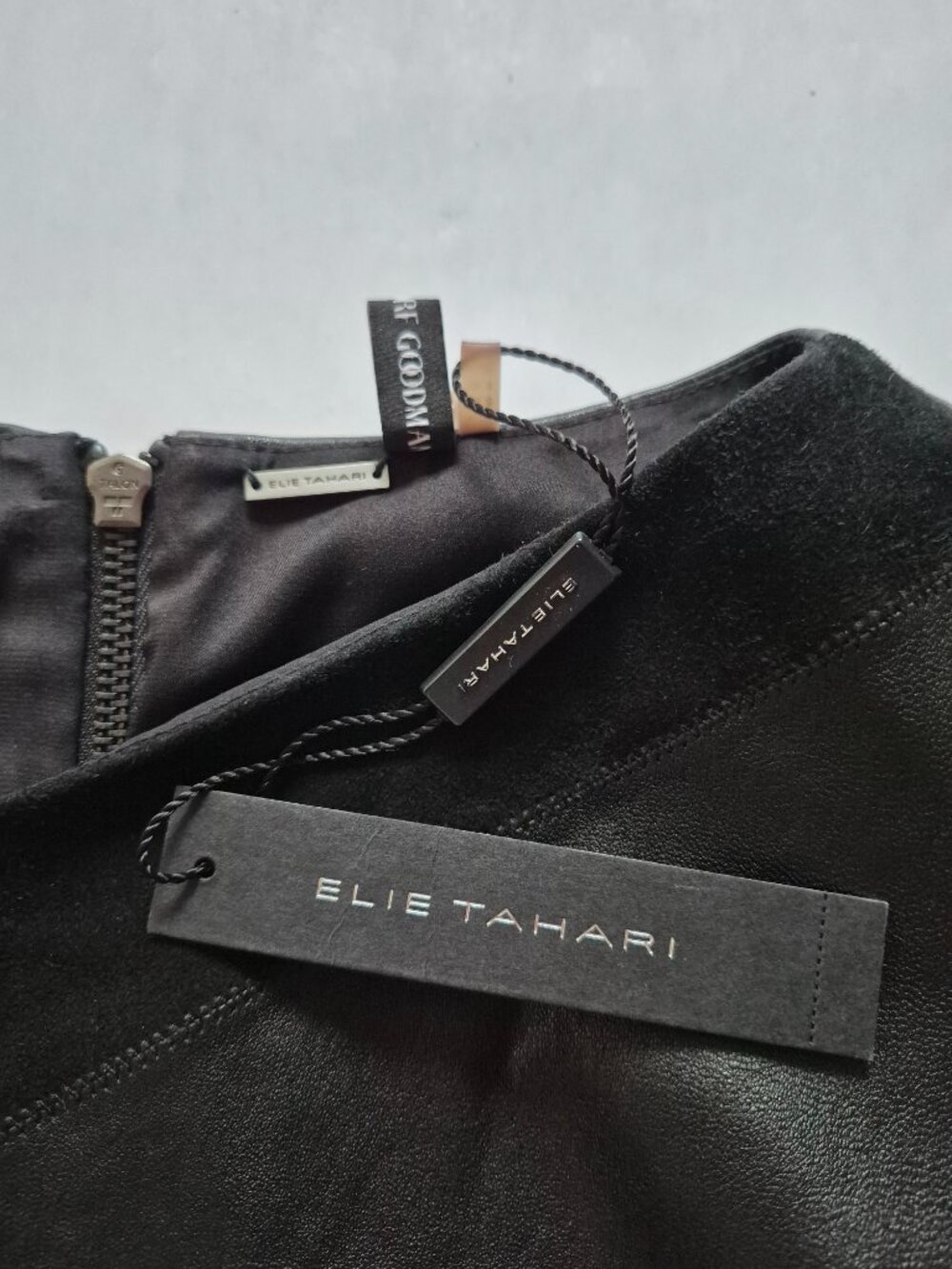 New Elie Tahari Black Suede & Leather Dress Size 0 - Picture 13 of 15